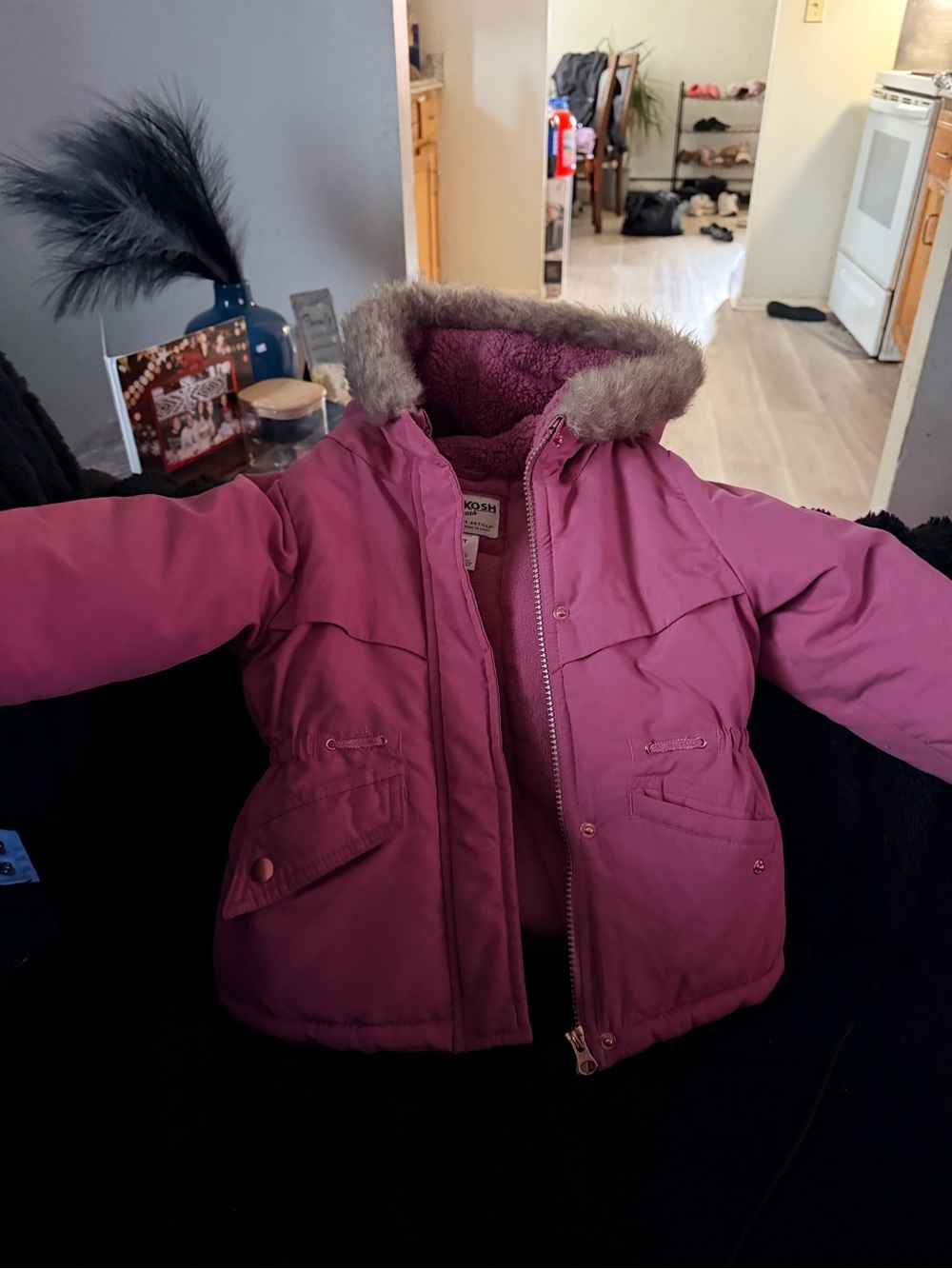 OshKosh B'gosh Soft Pink Sherpa-Lined Puffer Jacket